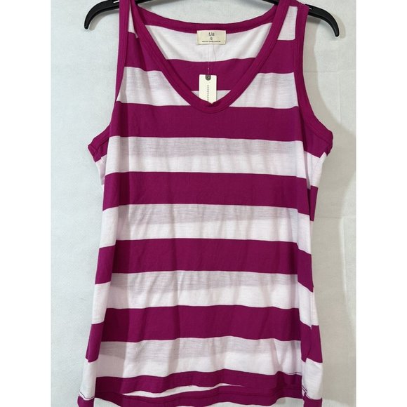 New Anthropologie Cloth & Stone Scoop-Neck Layering Tank Raspberry Pink Large L - Picture 1 of 4